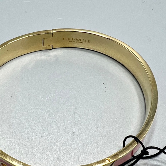 Coach Gold Tone Pink Enamel Bangle - Picture 3 of 6